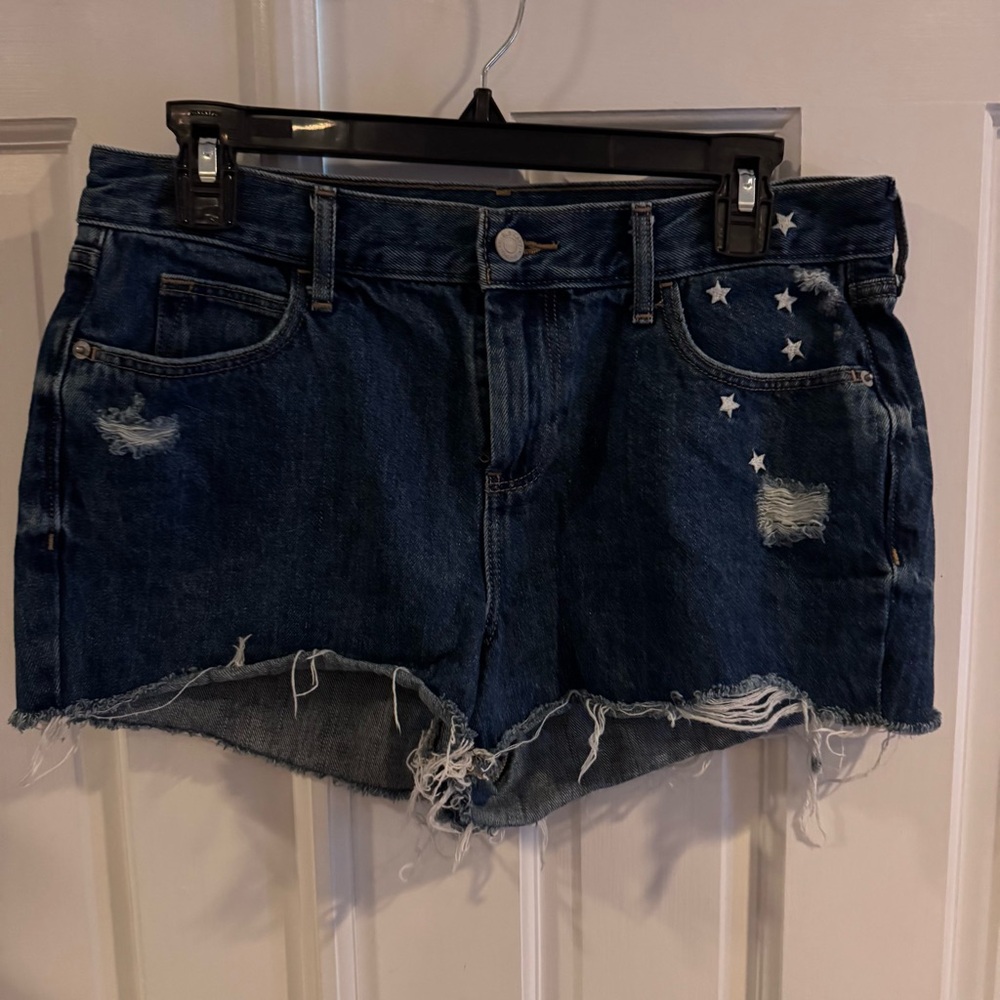 Old Navy Star Denim Shorts Distressed Boyfriend‎ 4th of July Size 6